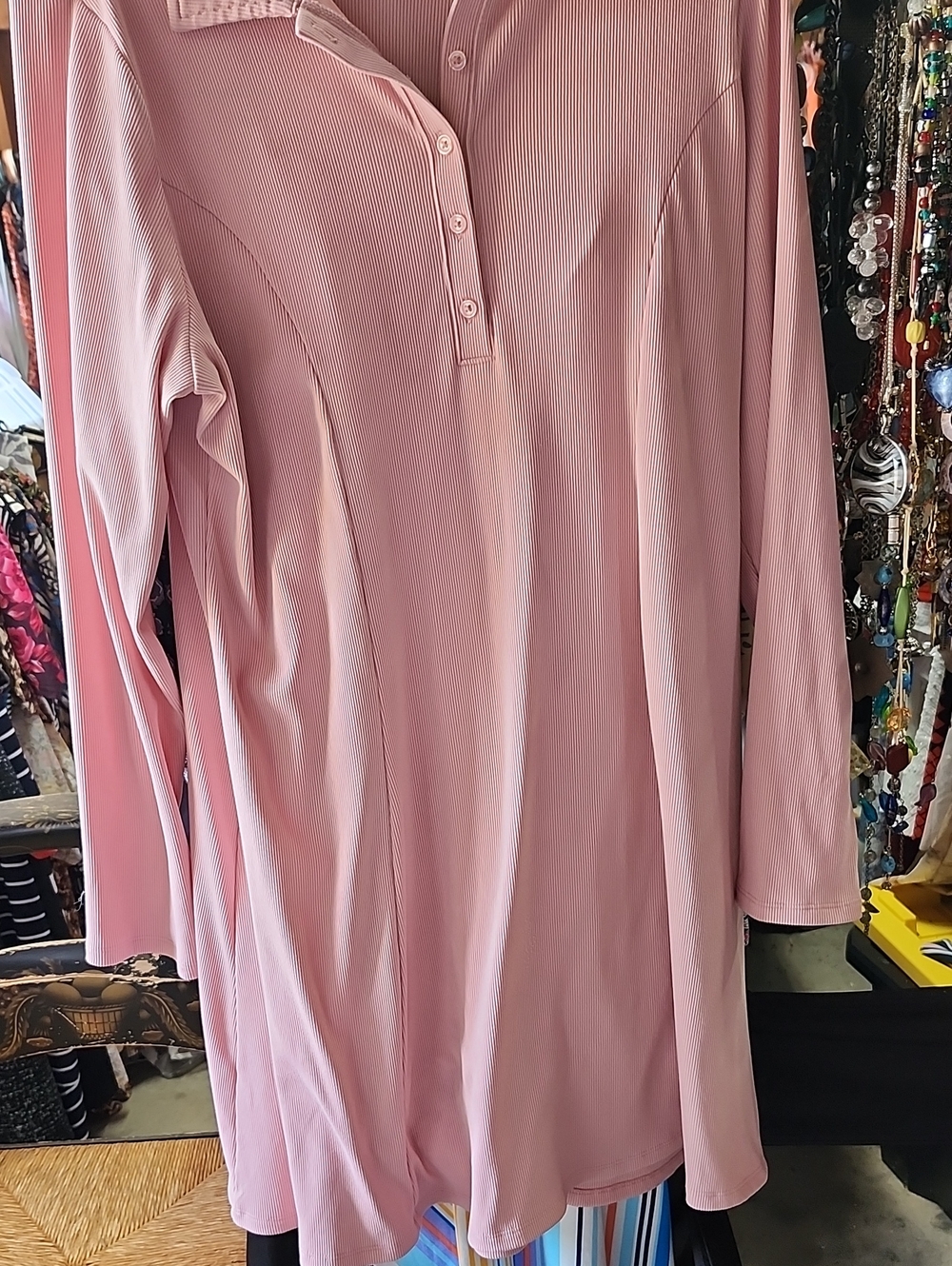 NOBO Dusty Pink Long Sleeve Polo Tunic Dress
